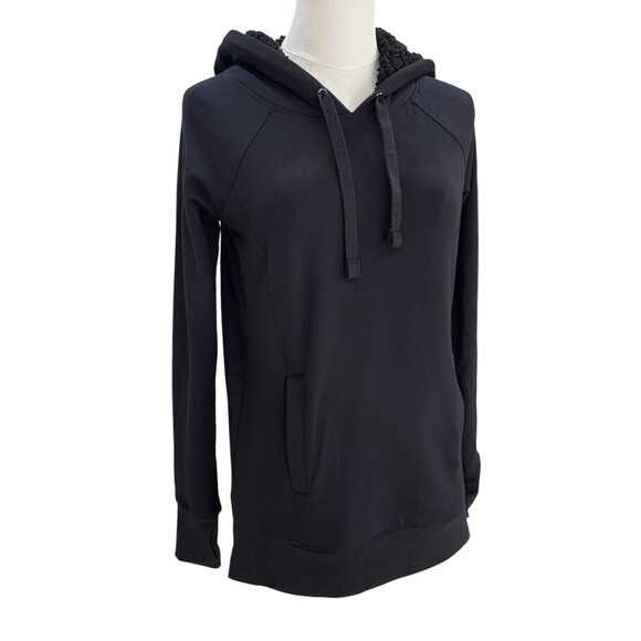 Ideology Black Hoodie XS Sherpa Lined Cozy Fall Jacket Lounge Minimalist Warm - Picture 7 of 10